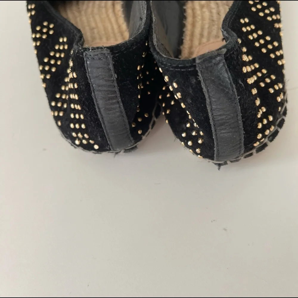 Loeffler Randall Mara Studded Suede Espadrille Flat | Black